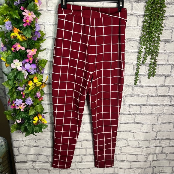 „🌸5/$25🌸NWOT Shein Plaid/ Grid Self Belted Pants Size large - Picture 8 of 16